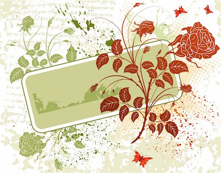 simsearch:400-04459878,k - Grunge paint flower background with butterfly, element for design, vector illustration Foto de stock - Super Valor sin royalties y Suscripción, Código: 400-03927336