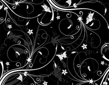 drawings of spring season - Abstract floral pattern with butterfly, element for design, vector illustration Foto de stock - Super Valor sin royalties y Suscripción, Código: 400-03927337