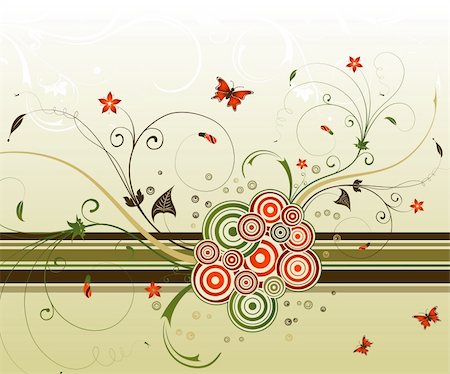 simsearch:400-03927337,k - Abstract flower background with circles & butterflies, element for design, vector illustration Stock Photo - Budget Royalty-Free & Subscription, Code: 400-03927338