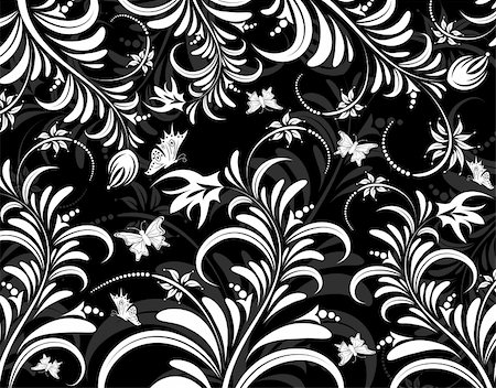 drawings of spring season - Abstract flower pattern with butterfly, element for design, vector illustration Foto de stock - Super Valor sin royalties y Suscripción, Código: 400-03927349