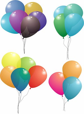 simsearch:400-04713054,k - Collection of four balloons sets Photographie de stock - Aubaine LD & Abonnement, Code: 400-03927351