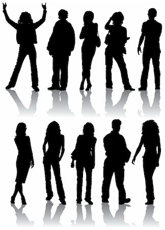 Vector silhouettes man and women, illustration Stock Photo - Budget Royalty-Free & Subscription, Code: 400-03927486