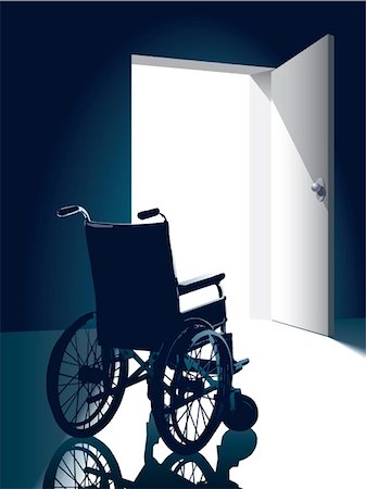 Open door with an empty wheel chair Stock Photo - Budget Royalty-Free & Subscription, Code: 400-03927556