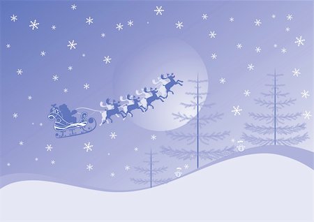 simsearch:400-07718917,k - Christmas background with santa and deers, vector illustration Stock Photo - Budget Royalty-Free & Subscription, Code: 400-03927619