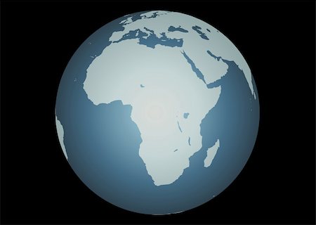 simsearch:694-03693900,k - Africa (Vector). Accurate map of Africa. Mapped onto a globe. Includes the large lakes, Madagascar. Europe and Middle East to the North. Stock Photo - Budget Royalty-Free & Subscription, Code: 400-03927638