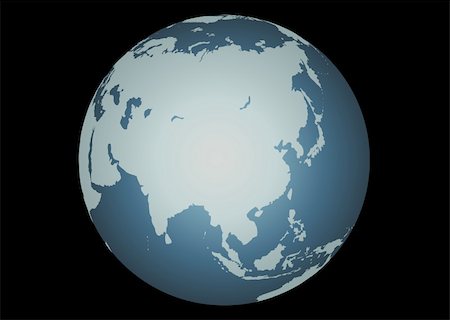 simsearch:694-03693900,k - Asia (Vector). Accurate map of Asia. Mapped onto a globe. Includes the large lakes and sea of Russia, Islands of Aleutians, Maldives, Indonesia, etc. Stock Photo - Budget Royalty-Free & Subscription, Code: 400-03927639