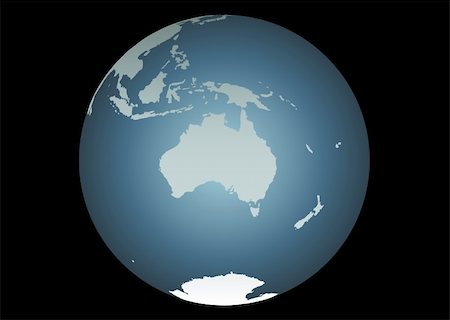 Australia (Vector). Accurate map of Australia, South East Asia, New Zealand. Mapped onto a globe. Includes New Guinea, Philipines, Antarctica, New Caledonia, smaller islands etc Foto de stock - Super Valor sin royalties y Suscripción, Código: 400-03927640