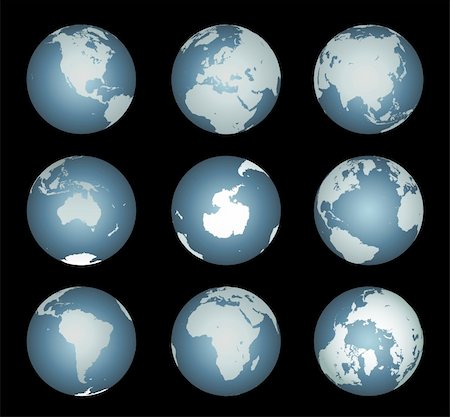 World Continents(Vector). Accurate map onto a globe. Includes Antarctica, Arctic, Atlantic. Details include small island chains, lakes and seas. Stock Photo - Budget Royalty-Free & Subscription, Code: 400-03927642