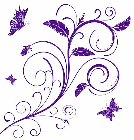 filigree drawings - Abstract floral chaos with butterfly, element for design, vector illustration Stock Photo - Budget Royalty-Free & Subscription, Code: 400-03927706