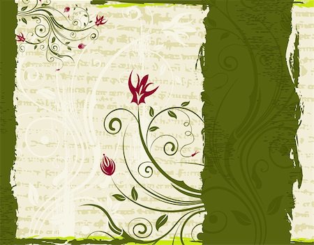 foliage drawings ink - Abstract paint grunge floral frame, element for design, vector illustration Stock Photo - Budget Royalty-Free & Subscription, Code: 400-03927712