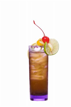 simsearch:652-03804906,k - Colorful alcoholic cocktail in a tall glass against white background Foto de stock - Super Valor sin royalties y Suscripción, Código: 400-03927862