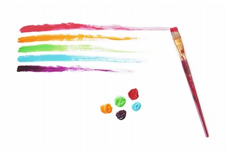 simsearch:693-06324350,k - Painted rainbow and the brush that created it against a white background. Stockbilder - Microstock & Abonnement, Bildnummer: 400-03927958