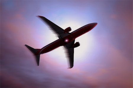 simsearch:610-00256037,k - silhouette of a plane Photographie de stock - Aubaine LD & Abonnement, Code: 400-03928063
