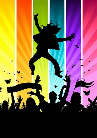 sich herumwälzen - Funky Colourful Crowd Stockbilder - Microstock & Abonnement, Bildnummer: 400-03928196