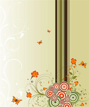 Abstract flower background with circles & butterflies, element for design, vector illustration Stock Photo - Budget Royalty-Free & Subscription, Code: 400-03929036