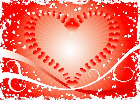 simsearch:400-07954156,k - Grunge valentines background with hearts, vector illustration Foto de stock - Royalty-Free Super Valor e Assinatura, Número: 400-03929099