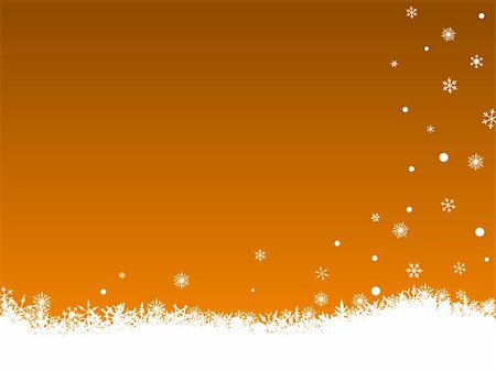 settled - Border of snowflakes on  an Orange background with Copyspace Stock Photo - Budget Royalty-Free & Subscription, Code: 400-03929155