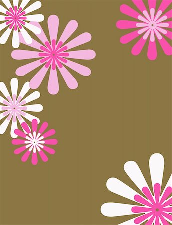 Retro brown, pink and white floral background Stock Photo - Budget Royalty-Free & Subscription, Code: 400-03929887