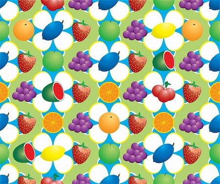 simsearch:622-06163995,k - Abstract fruit backgound making a 70's style pattern Photographie de stock - Aubaine LD & Abonnement, Code: 400-03920039