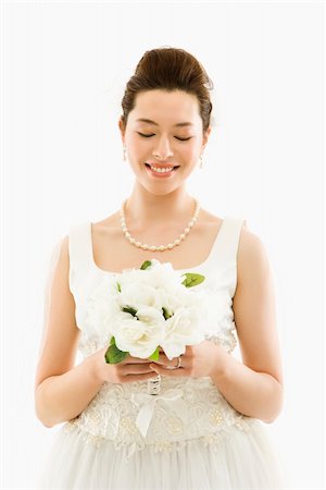 simsearch:400-04950359,k - Portrait of Asian bride with bouquet. Stock Photo - Budget Royalty-Free & Subscription, Code: 400-03921068