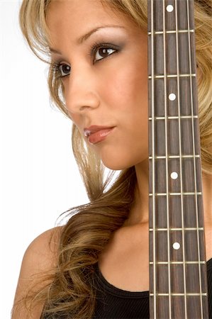 Portrait of Attractive blonde Girl with guitar Fotografie stock - Microstock e Abbonamento, Codice: 400-03922266