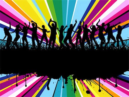Silhouettes of people dancing on grunge background Stock Photo - Budget Royalty-Free & Subscription, Code: 400-03922373