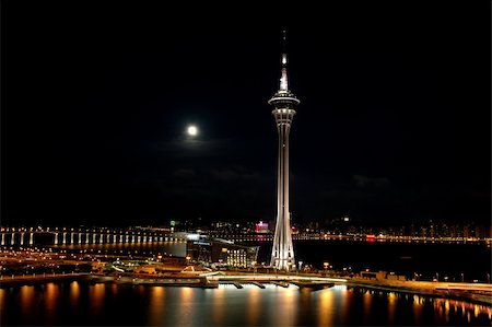 The night view of Macau Tower Convention and Sai Van bridge Stock Photo - Budget Royalty-Free & Subscription, Code: 400-03934010