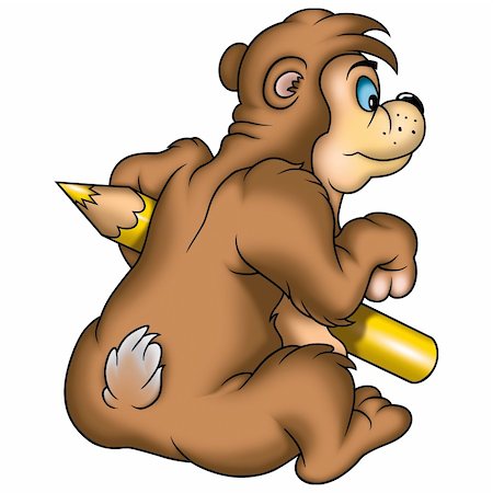 simsearch:690-06188906,k - Teddy Bear 06 with pencil - High detailed and coloured illustration - Bear painter Photographie de stock - Aubaine LD & Abonnement, Code: 400-03934219