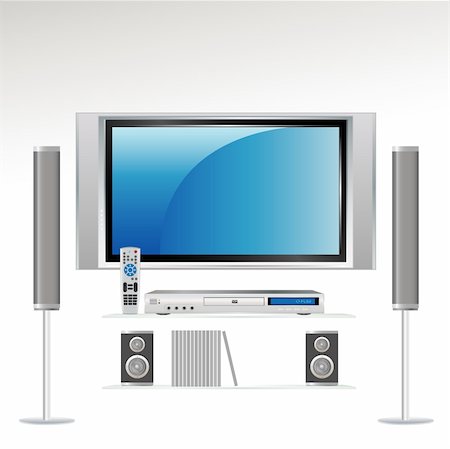 Home Theater Components: Television, DVS Player, Remote Control and Speakers. All components on separate layer--grouped so you can use them independently. Stock Photo - Budget Royalty-Free & Subscription, Code: 400-03935134