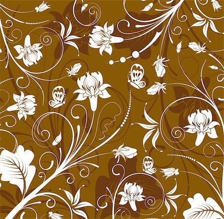 drawings of spring season - Flower background with butterfly, element for design, vector illustration Foto de stock - Super Valor sin royalties y Suscripción, Código: 400-03935585
