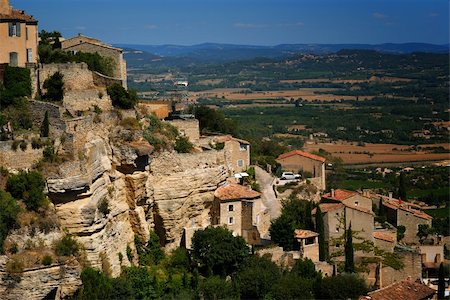 simsearch:862-03807431,k - View of ancient medieval hilltop town of Gordes in France, with a view of surrounding landscape. Stock Photo - Budget Royalty-Free & Subscription, Code: 400-03936036
