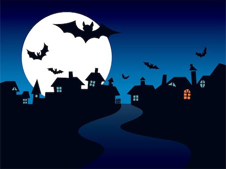 simsearch:400-04267920,k - Halloween town, perfect illustration for Halloween holiday, vector Foto de stock - Super Valor sin royalties y Suscripción, Código: 400-03936196