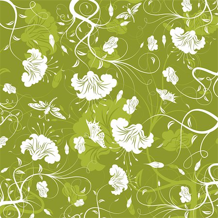 drawings of spring season - Flower background with butterfly, element for design, vector illustration Foto de stock - Super Valor sin royalties y Suscripción, Código: 400-03936344