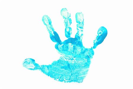 Light Blue Handprint Isolated on White Background Stock Photo - Budget Royalty-Free & Subscription, Code: 400-03936488