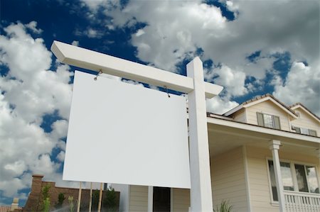 Blank For Sale Sign in Front of Beautiful New Home. Stock Photo - Budget Royalty-Free & Subscription, Code: 400-03937070