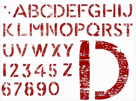 etch - Red Grunge Letters -   36 Individual Vector Letters and Numbers grouped for easy use and coloring Stock Photo - Budget Royalty-Free & Subscription, Code: 400-03937239