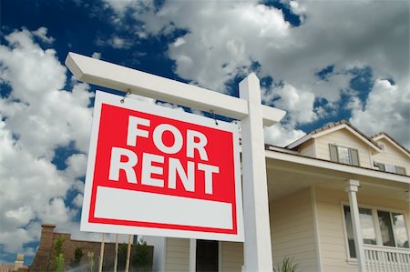 For Rent Sign & House with dramatic sky and clouds. Stock Photo - Budget Royalty-Free & Subscription, Code: 400-03937408