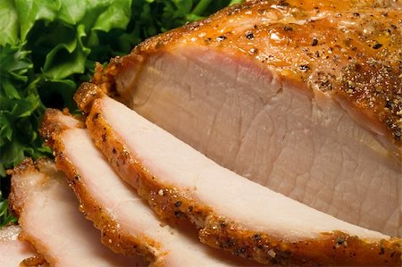 simsearch:400-04587228,k - Close-up of a roast tenderloin pork Fotografie stock - Microstock e Abbonamento, Codice: 400-03937523