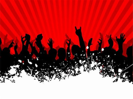 Excited party crowd on grunge background Stock Photo - Budget Royalty-Free & Subscription, Code: 400-03938475