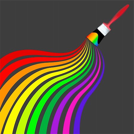 simsearch:400-03936297,k - Vector - Colorful wavy / curvy abstract rainbows on a black background. Photographie de stock - Aubaine LD & Abonnement, Code: 400-03938716