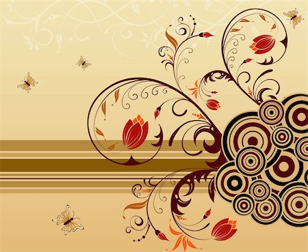 Flower background with butterfly, element for design, vector illustration Stock Photo - Budget Royalty-Free & Subscription, Code: 400-03938724