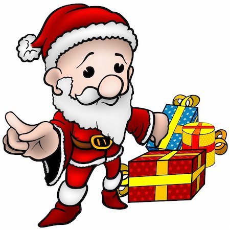 simsearch:400-04162983,k - Santa Claus 02 - coloured cartoon vector, Santa and christmas gifts Foto de stock - Super Valor sin royalties y Suscripción, Código: 400-03938728