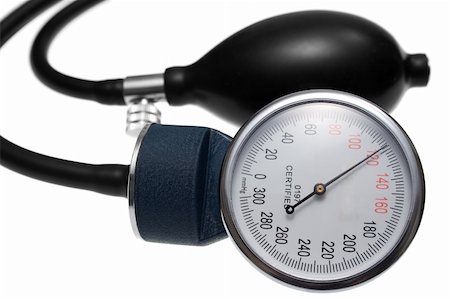 Pressure Gauge and Air Pump. Parts of a pressure measuring device used in medicine. Isolated on white. Foto de stock - Super Valor sin royalties y Suscripción, Código: 400-03938826