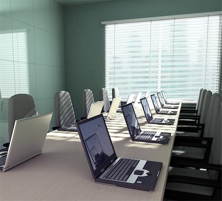 empty school chair - 3D rendering of an empty meeting room Stock Photo - Budget Royalty-Free & Subscription, Code: 400-03938943