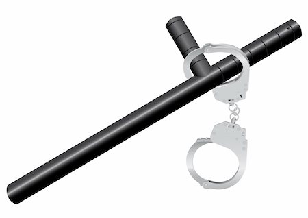 Policemen a stick and handcuffs on a white background Stock Photo - Budget Royalty-Free & Subscription, Code: 400-03939441