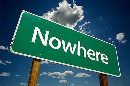 simsearch:400-04691775,k - "Nowhere" Road Sign with dramatic blue sky and clouds. Stockbilder - Microstock & Abonnement, Bildnummer: 400-03939721