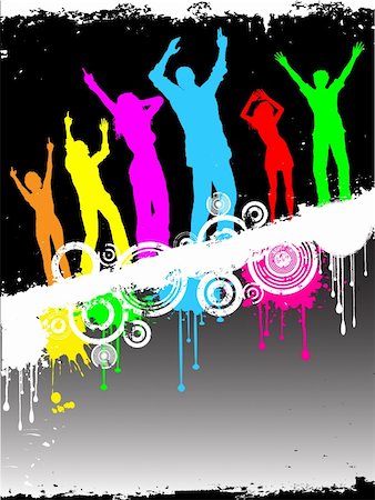 Silhouettes of people dancing on grunge background Stock Photo - Budget Royalty-Free & Subscription, Code: 400-03930188