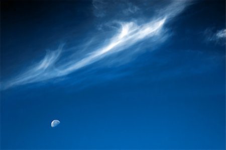 simsearch:400-05065940,k - moon and silver clouds on the dark blue sky Stock Photo - Budget Royalty-Free & Subscription, Code: 400-03930455