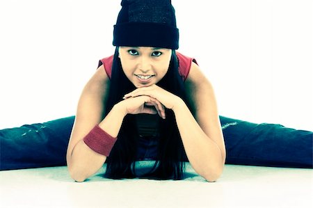 simsearch:614-08685103,k - Break dancing girl making split Stock Photo - Budget Royalty-Free & Subscription, Code: 400-03930858