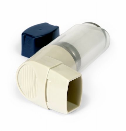 Isolated image of an asthma inhaler / puffer.  Shallow depth of field - focus on the mouthpiece. Stock Photo - Budget Royalty-Free & Subscription, Code: 400-03931055